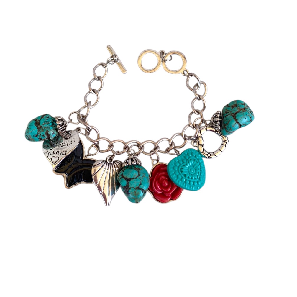 Western/Bohemian Turquoise Rock Chunky Charm Bracelet